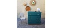 Commode vintage vert emeraude