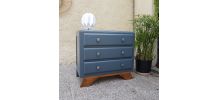 Commode vintage bleu et bois