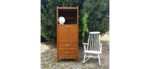 Secretaire haut vintage en bois 