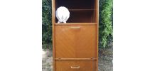 Secretaire haut vintage en bois 