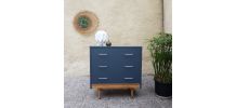 Commode vintage en bois et bleu