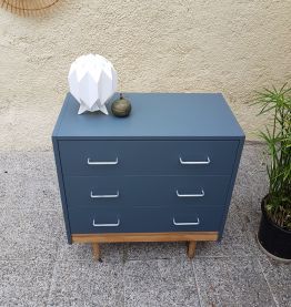 Commode vintage en bois et bleu