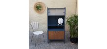 Bibliothèque vitrine vintage bleu nuit 