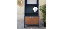 Bibliothèque vitrine vintage bleu nuit 