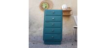 chiffonnier en bois vintage vert emeraude