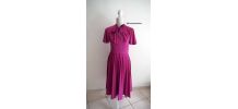 Robe midi col lavallière fuchsia vintage 70s