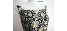 Robe crayon col Bardot fleurs mordorées vintage 60's