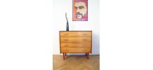Commode vintage scandinave pieds compas 60's camel - Livraison OFFERTE