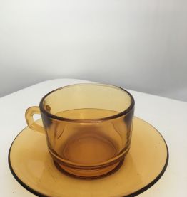 Vaisselle en verre jaune vintage