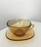 Vaisselle en verre jaune vintage