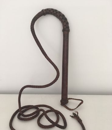 Fouet en cuir tressé vintage