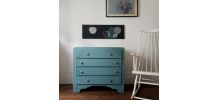 Commode vintage art déco bois bleu gris