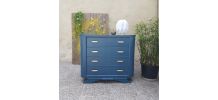 Commode vintage art déco bleu métal doré 