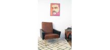 Fauteuil skaï marron vintage années 50