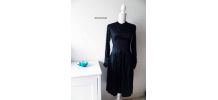 Robe en satin noir empiècement en dentelle vintage 30's