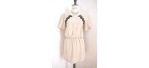 Robe rose beige dos nu en dentelle noire