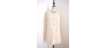 Robe droite neuve fleur beige chic preppy