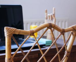Chaise en rotin vintage années 60