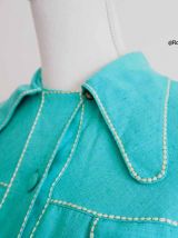 Robe babydoll col pelle à tarte vert menthe plissée rétro vintage 60's