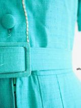 Robe babydoll col pelle à tarte vert menthe plissée rétro vintage 60's