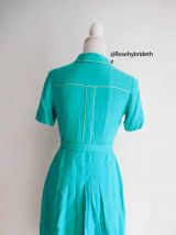 Robe babydoll col pelle à tarte vert menthe plissée rétro vintage 60's