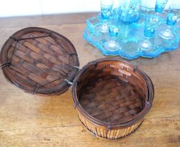 Boîte Bonbonnière en bambou années 70