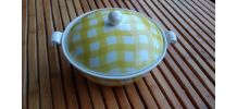 soupière vintage SALINS carreaux jaune et blanc