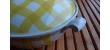 soupière vintage SALINS carreaux jaune et blanc
