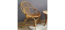 Fauteuil corbeile rotin vintage