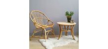 Fauteuil corbeile rotin vintage