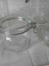 Lot 3 bocaux  en verre blanc Vintage