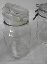 Lot 3 bocaux  en verre blanc Vintage