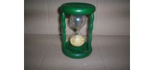 BEAU SABLIER VERT EN BOIS ET VERRE 14 CM DE HAUT 