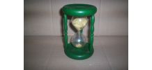 BEAU SABLIER VERT EN BOIS ET VERRE 14 CM DE HAUT 