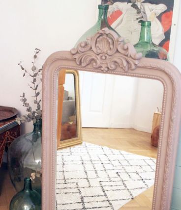 Grand miroir trumeau ancien de cheminée de 1m20