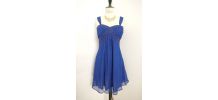 Robe de soirée bleu électrique strass noeud fluide