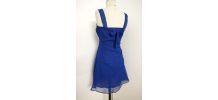 Robe de soirée bleu électrique strass noeud fluide