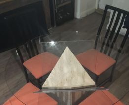 Table ronde en verre pied en marbre massif