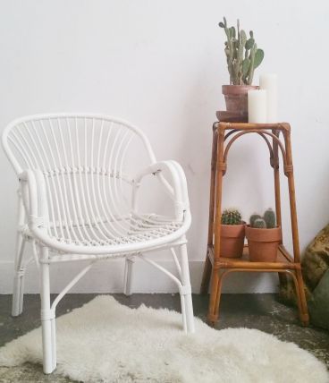 Fauteuil corbeille blanc vintage