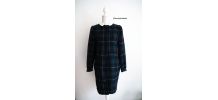 Manteau oversize tartan écossais col Claudine laine vierge vintage 50's 60's