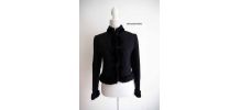Veste noire d'hiver brandebourg et fausse fourrure vintage 50's
