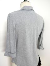Gilet chemise gris souris vintage coton manche 3/4