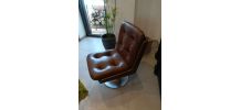 2 fauteuils vintages simili cuir marron