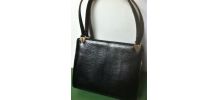 Sac à main en lézard noir vintage 