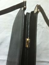 Sac à main en lézard noir vintage 