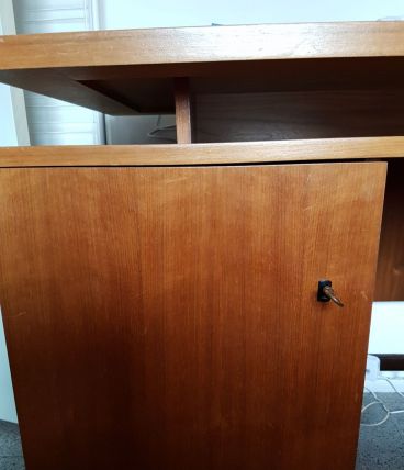 Bureau 1960 plaqué noyer blond