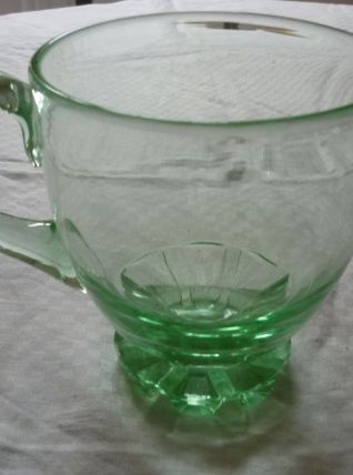 PICHET BROC VINTAGE EN VERRE MOULE COULEUR VERT D EAU