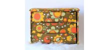 Boite cartonnage tissu mercerie ancienne avec tiroirs 