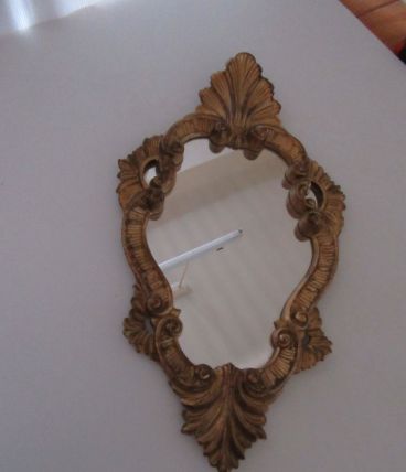 Beau miroir doré florentin rocaille, baroque, rococo, pare-close, style, décoratif, 52 cm X 29 cm très bon état