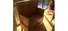 Banc coffre ancien en pin ciré ou pitch pin